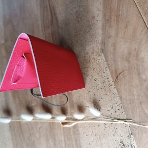 Blague à tabac en cuir rouge upcyclé