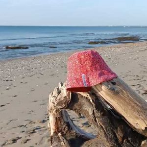 Bob réversible rouge upcyclé