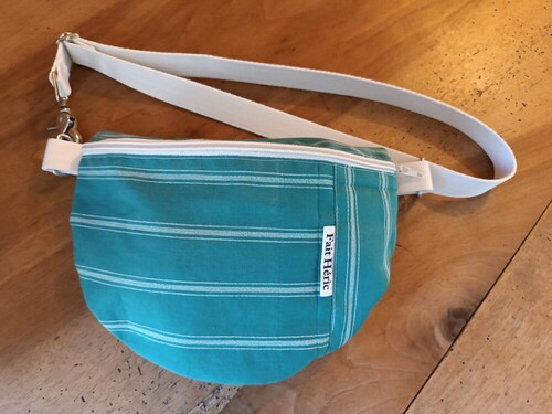 Sac banane vert rayé biege upcyclé