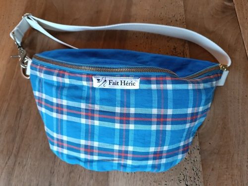 Sac banane à carreaux bleu/jean's