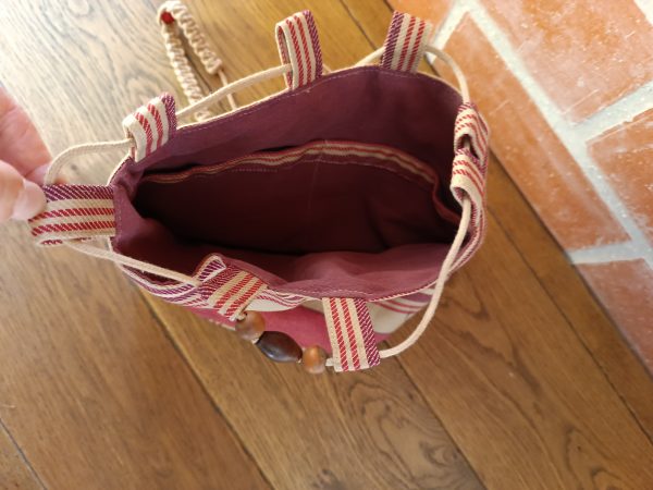 Sac seau en tissu rayé upcyclé