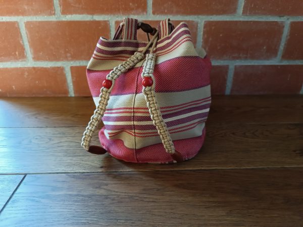 Sac seau en tissu rayé upcyclé