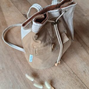 Sac seau toile marron beige