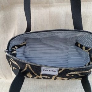 Sac lingot velours noir et or upcyclé