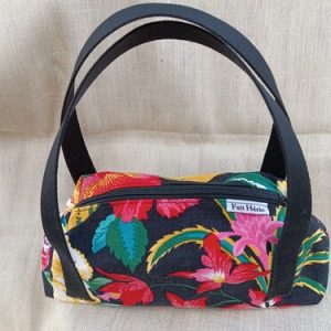 Sac lingot fleur sur fond noir upcyclé