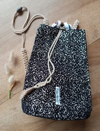 Sac seau velours noir/or