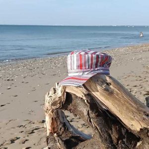 Casquette rayée réversible artisanale