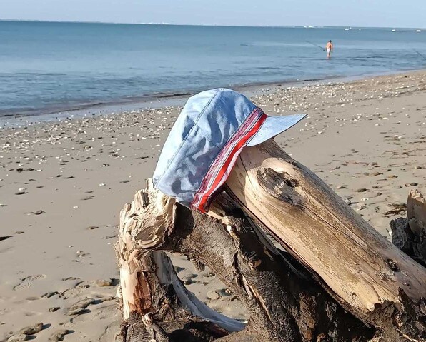 Casquette rayée réversible artisanale