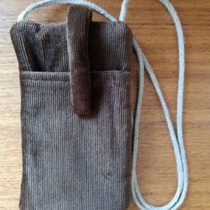 Pochette téléphone velours brun