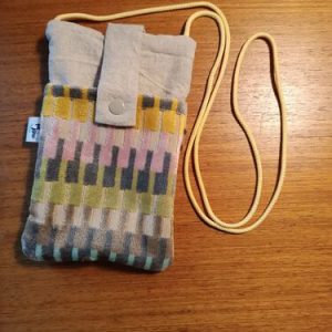 Pochette téléphone lin &velours