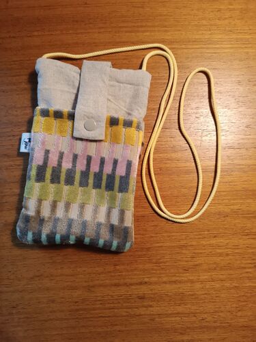 Pochette téléphone lin &velours