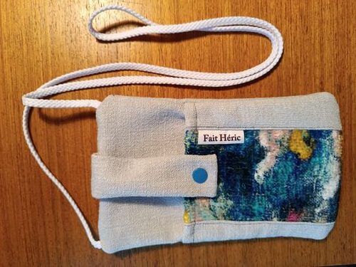 Pochette téléphone velours bleu