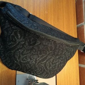 Sac banane XXL lainage noir/argent